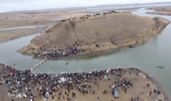 Turtle hill, cantapeta creek, law enforcement has now stretched razor wire across the bank opposite oceti sakowin - photo provided by digital smoke signals