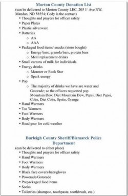 Morton county sheriffs department winter donation list
